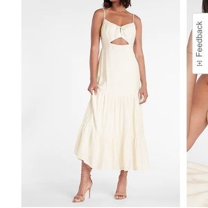 NWT Express XS Solid Tie Front Ruffle Tiered Maxi
Dress